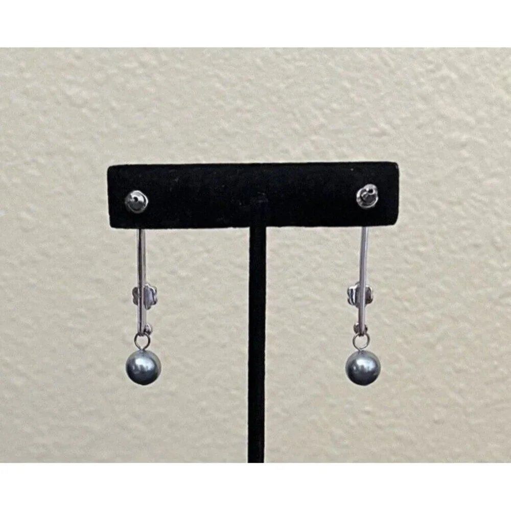 Art de Franco Swarovski Elements and Pearl Dangle Drop Post Earrings 8mm
